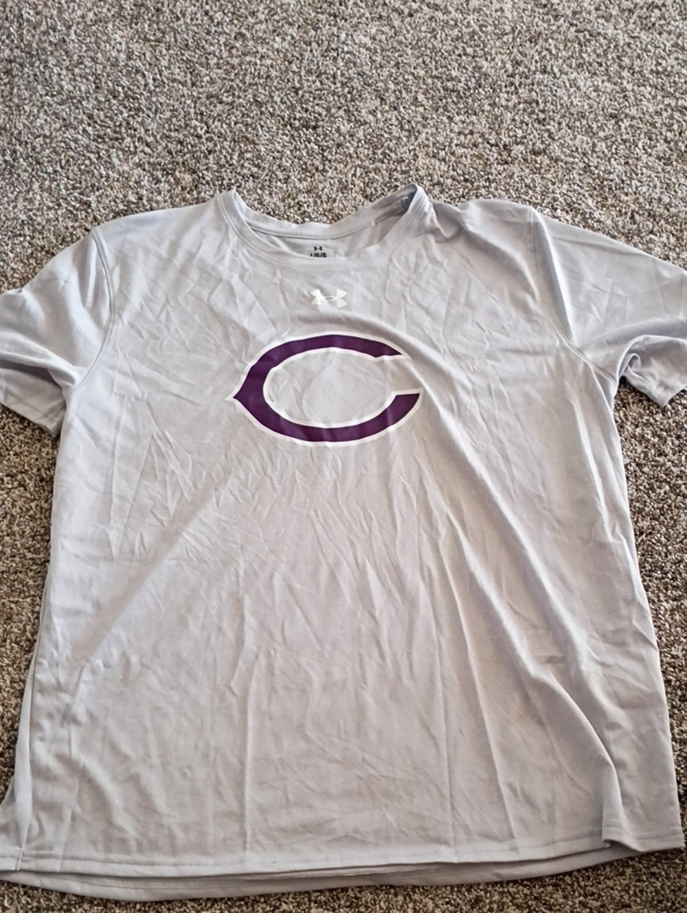 Under Armour White Short-Sleeve Performance Tee with Purple 'C' Logo